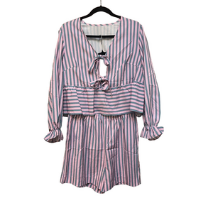 🆕  Striped Pink and Blue Women’s Shorts set. M.     R1